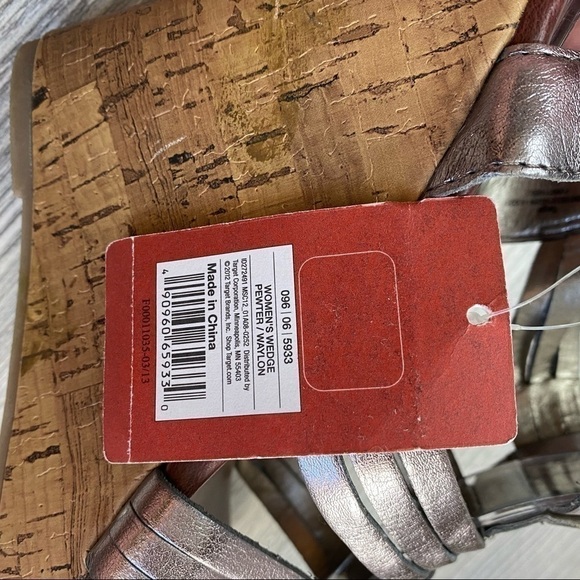 NWT Mossimo waylon cute pewter colored strappy caged wedge cork sandal Size 8.5 - Picture 7 of 14